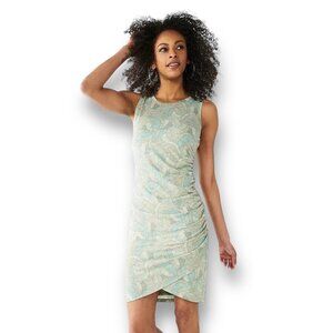 Size XXL 1X 2X FEATHER PRINT SOFT KNIT RUCHED DRESS Summer Fall Tribal Plus Size